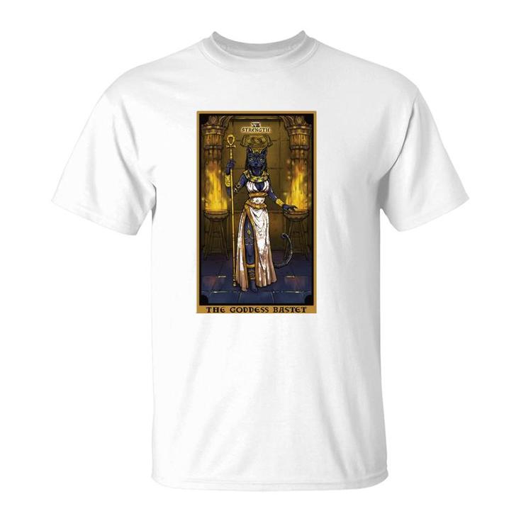 The Goddess Bastet Strength Tarot Card Egyptian Cat Witch  T-Shirt
