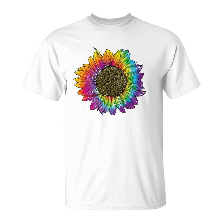 Tie Dye Sunflower Peace Love 60S 70S Hippie Retro Vintage T-Shirt