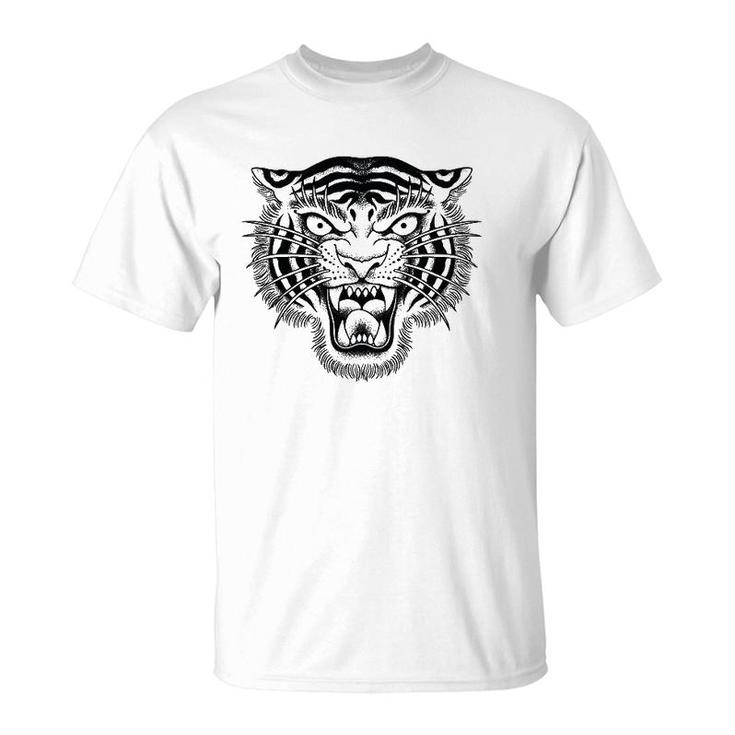 Tiger Head Traditional Tattoo Art Graphic T-Shirt