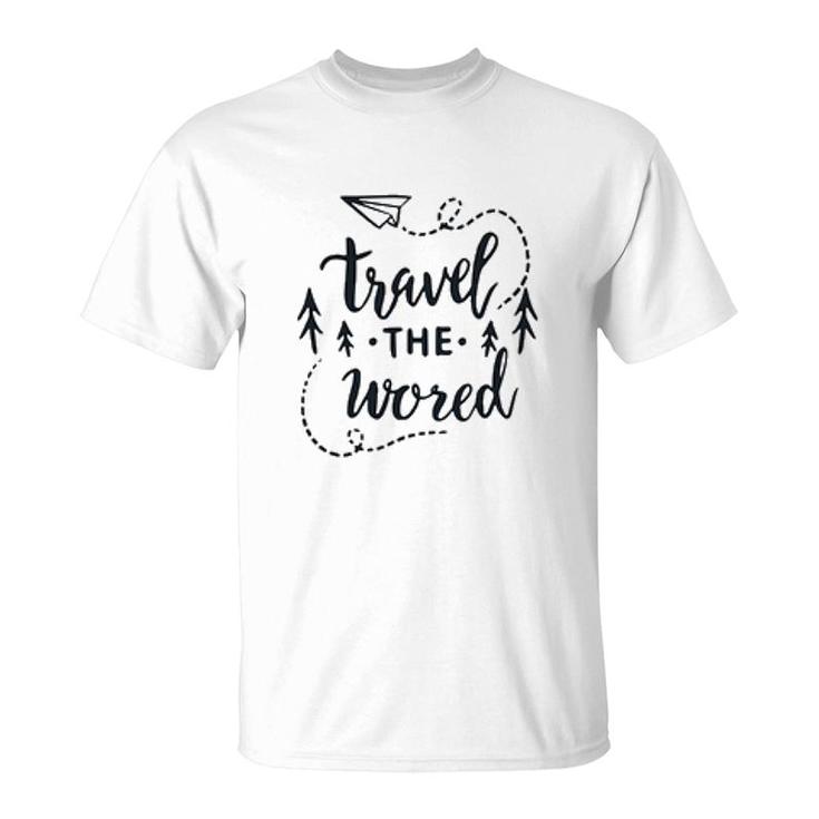 Travel The Wored Black Letters 2022 Trend T-Shirt