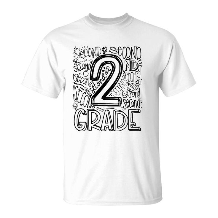Typography 2Nd Grade Teacher Student Back To School T-Shirt