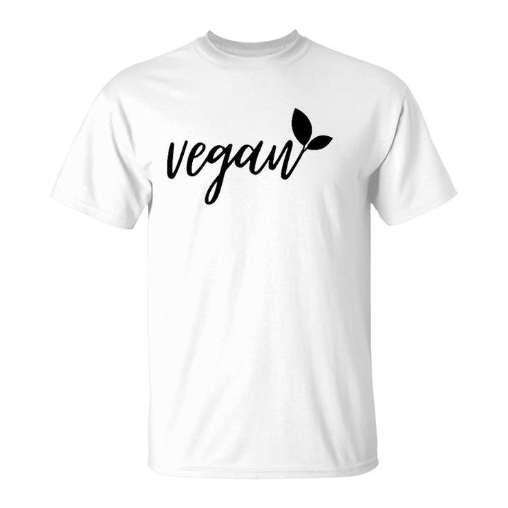 Vegan With Leaf Plant Based Vegan Gift T-Shirt