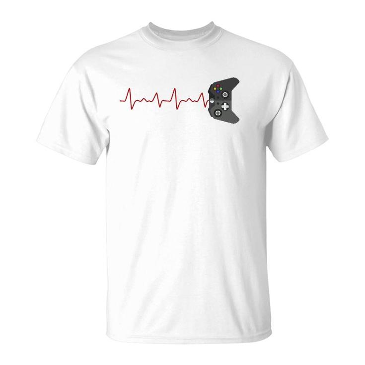 Video Game Lover Gifts Gamer Heartbeat Gaming T-Shirt