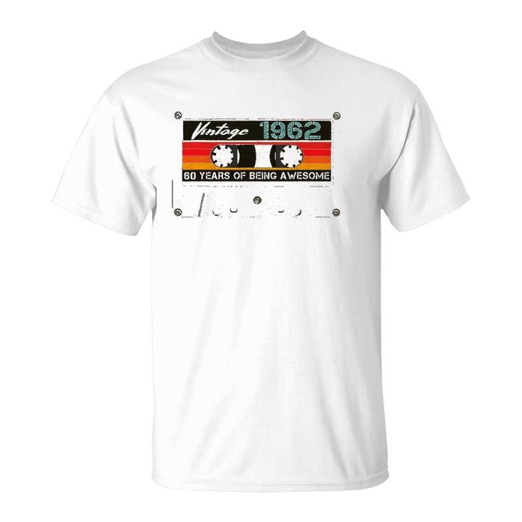 Vintage 1962 Retro Cassette 60Th Birthday 60 Years Old T-Shirt