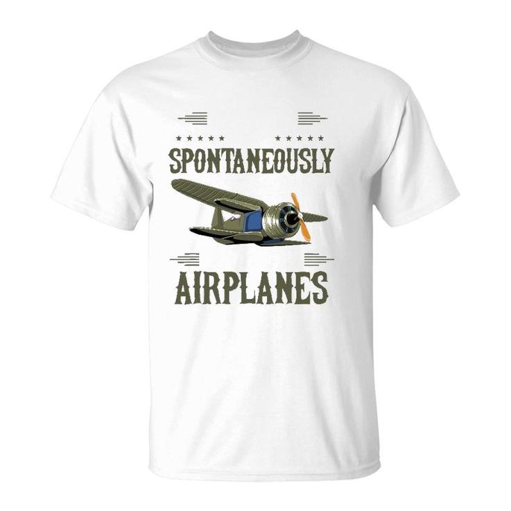 Warning May Spontaneously Talk About Airplanes Pilot T-Shirt