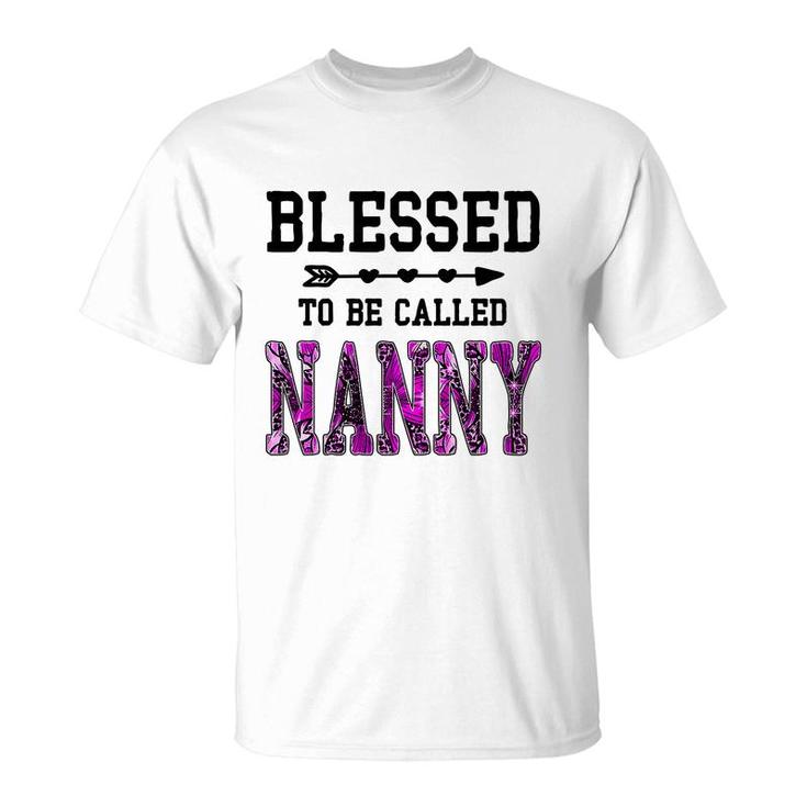 Womens Blessed To Be Called Nanny  Mothers Day Floral Grandma   T-Shirt