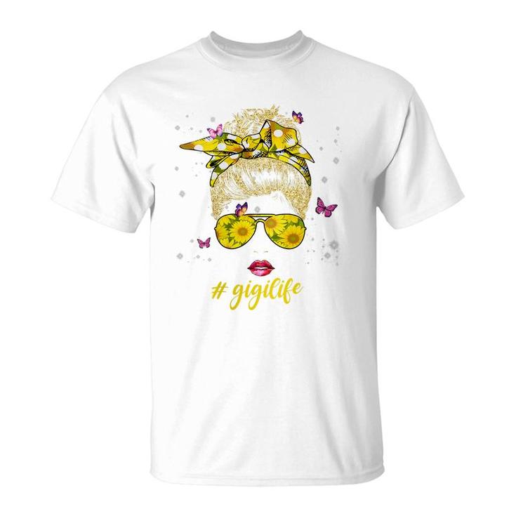 Womens Classy Gigi Life With Sunflower Shades Gigilife  T-Shirt