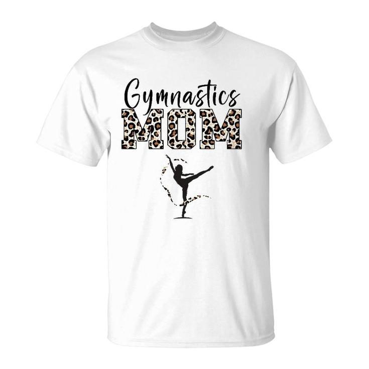 Womens Gymnastics Mom Leopard Print Womens Proud Gymnast Mother T-Shirt