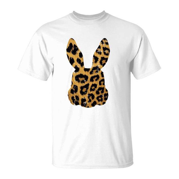 Womens Leopard Print Bunny Rabbit Cute Spring Easter Women Girls T-Shirt