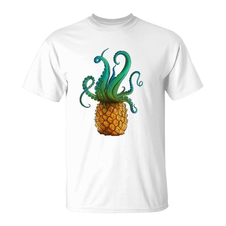Womens Pineapple Octopus Funny Summer Tee V-Neck T-Shirt