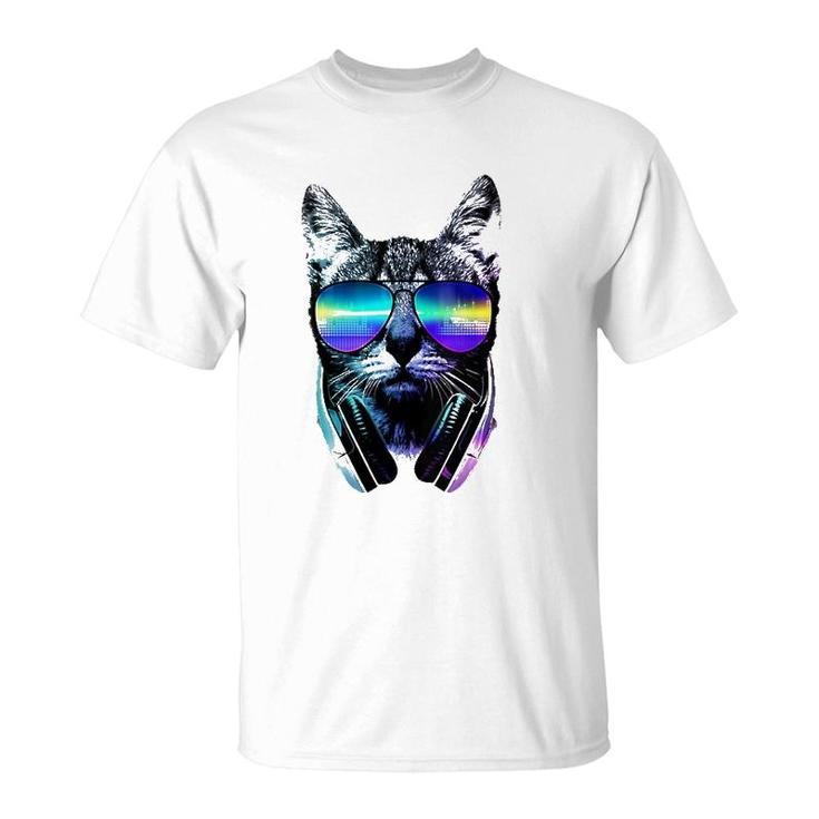 Womens Rave Cat Edm Kitten Dj Kitty Tech House Music Underground T-Shirt