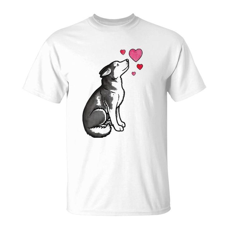 Womens Siberian Husky Love V-Neck T-Shirt