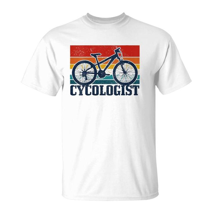 Womens Vintage Cycologist Mountain Bike Mtb Cycling Funny Gift V-Neck T-Shirt
