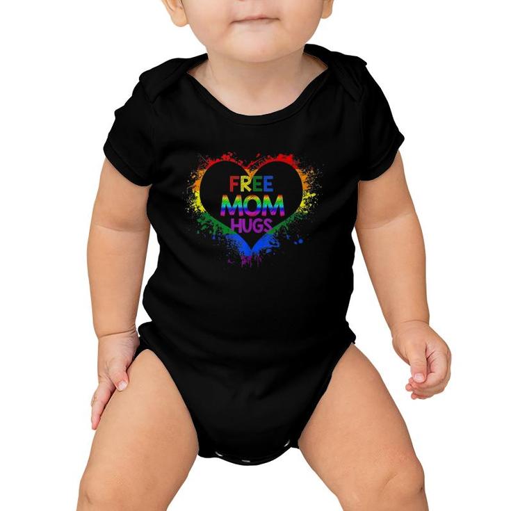 Free Mom Hugs Heart Rainbow Lgbt Pride Womens  Baby Onesie
