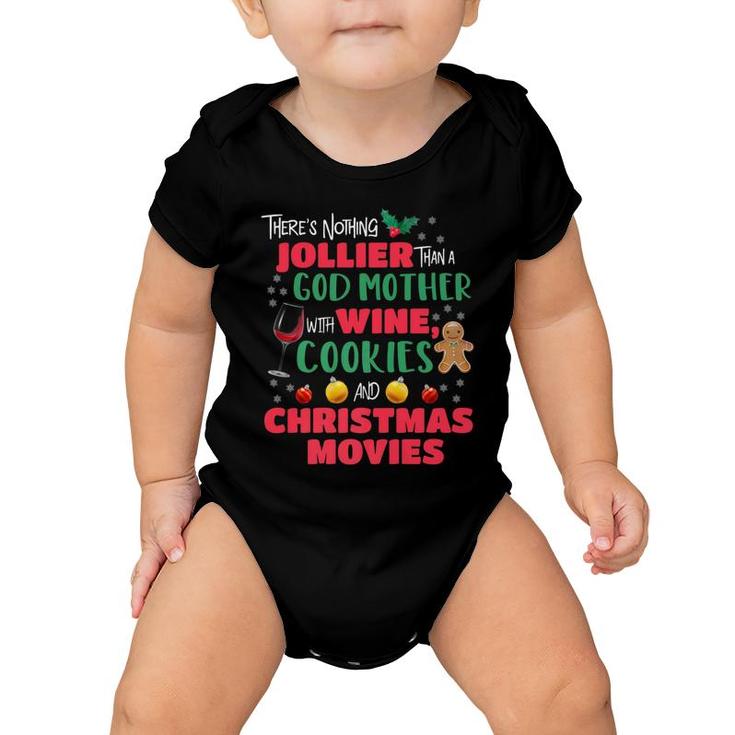 God Mother Christmas Wine Cookies Holiday Pajamas Baby Onesie