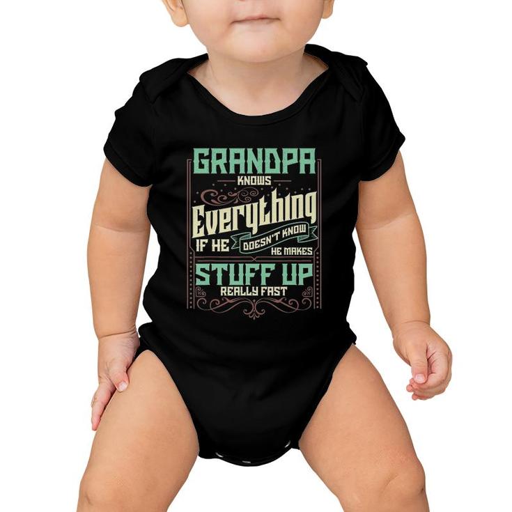 Mens Grandpa Knows Everything Funny Grandpa Fathers Day Baby Onesie