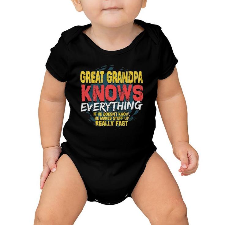 Mens Great Grandpa Knows Everything Great Grandpa Fathers Day Baby Onesie