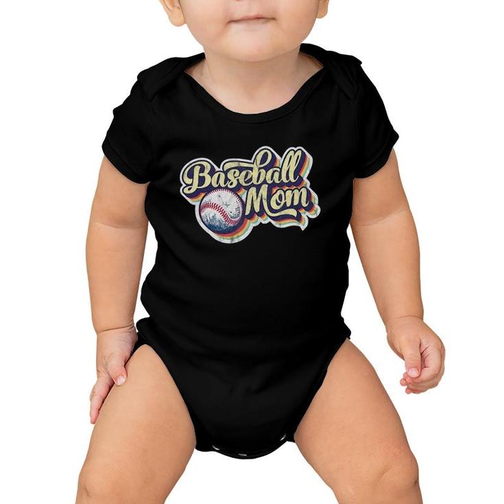 Womens Baseball Mom Retro Vintage Distressed Mothers Day Present Baby Onesie
