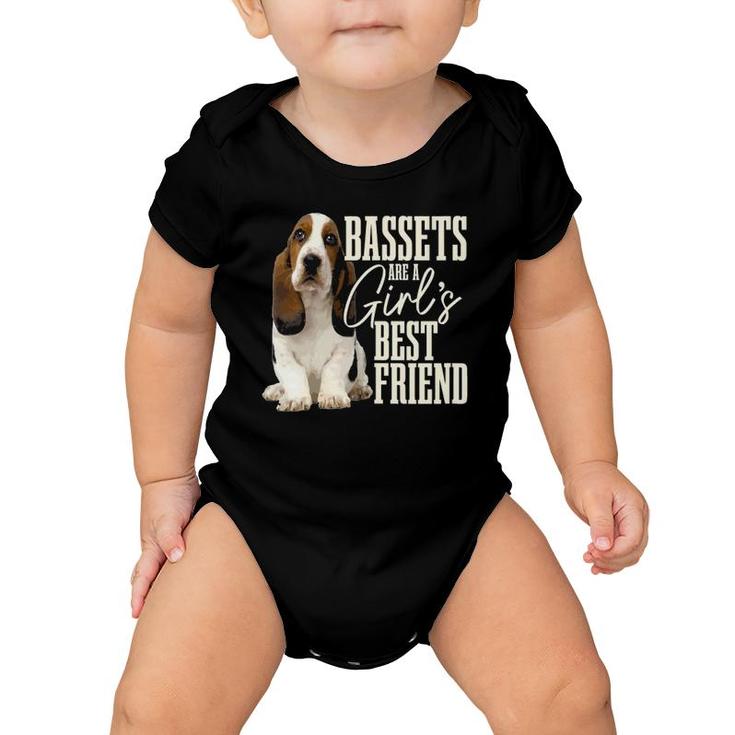 Womens Bassets Are A Girls Best Friend Funny Dog Basset Hound Mom Baby Onesie