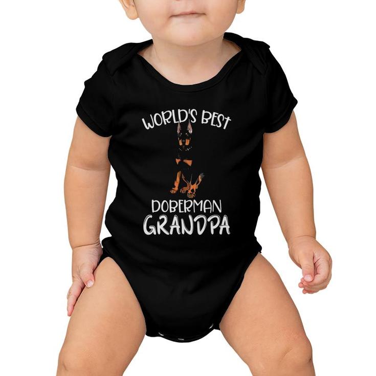 Worlds Best Doberman Grandpa Funny Dog Lover Baby Onesie