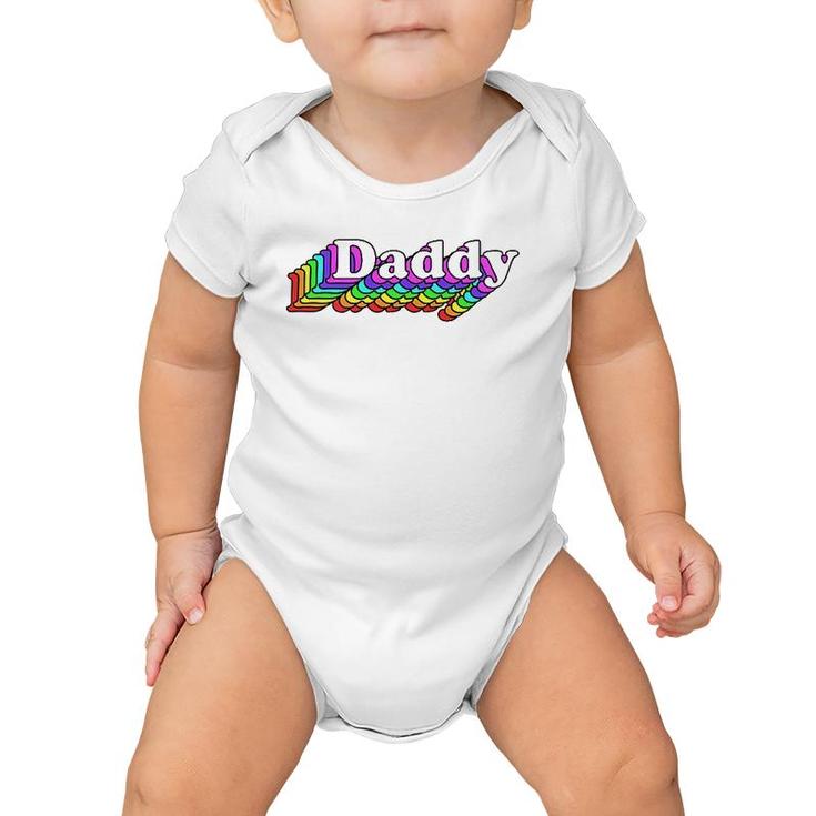 Gay Daddy Bear Retro Style Lgbt Rainbow Lgbtq Pride Daddy  Baby Onesie
