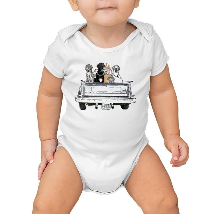 Great Danes In A Pickup Truck Top For Men - Large Dog Dad Baby Onesie