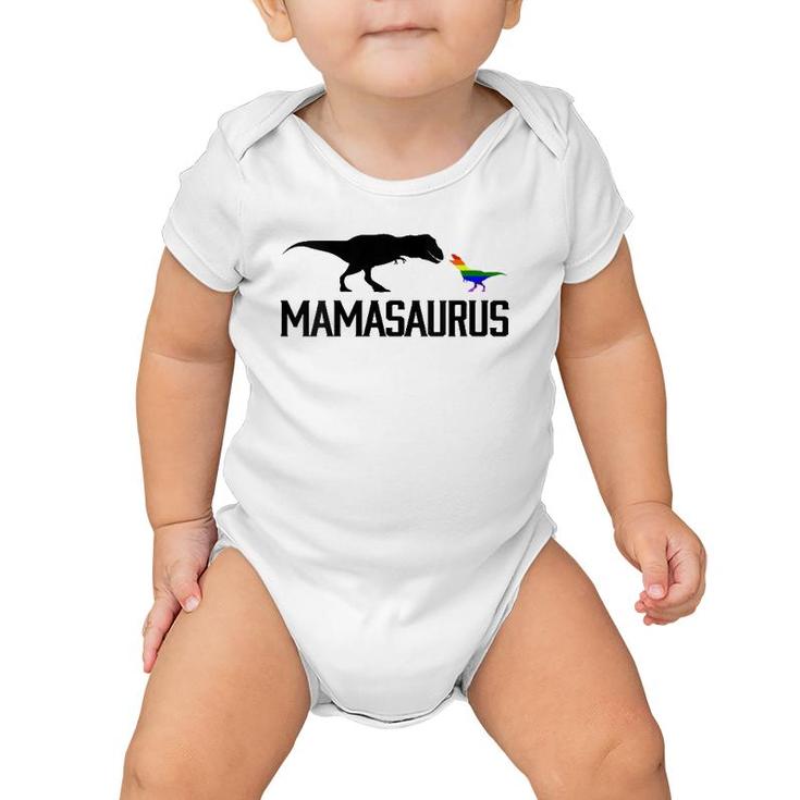 Womens Mamasaurus Lgbt Mom Rainbowrex V-Neck Baby Onesie